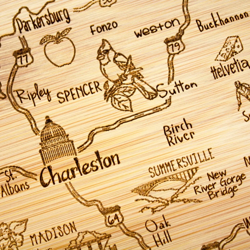 Totally Bamboo A Slice of Life West Virginia State Serving and Cutting Board, 11" x 8.75" - Image 4